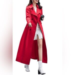 NWT Women’s Double Breasted Dress Casual Maxi Trench Coat